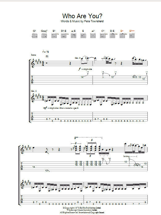 Who Are You? (Guitar Tab) von The Who