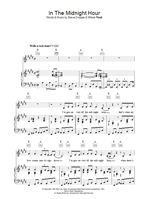 In The Midnight Hour (Piano, Vocal & Guitar Chords) von Wilson Pickett