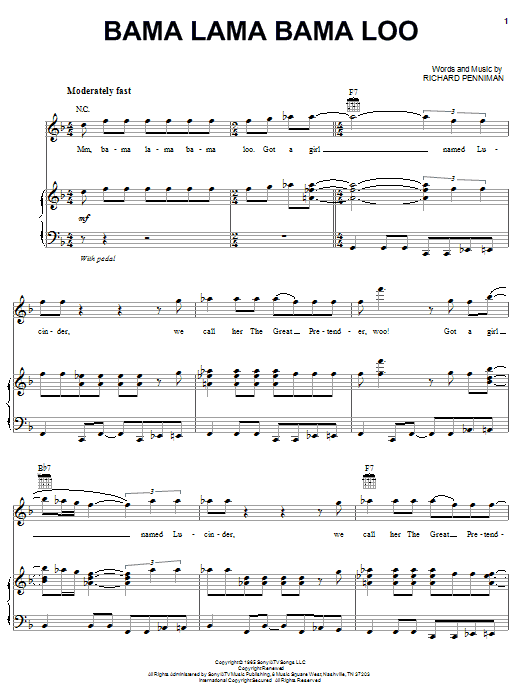 Bama Lama Bama Loo (Piano, Vocal & Guitar Chords (Right-Hand Melody)) von Little Richard