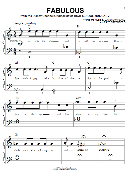 Fabulous (Big Note Piano) von High School Musical 2