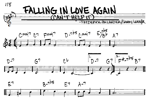 Falling In Love Again (Can't Help It) (Real Book  Melody & Chords  C Instruments) von Marlene Dietrich