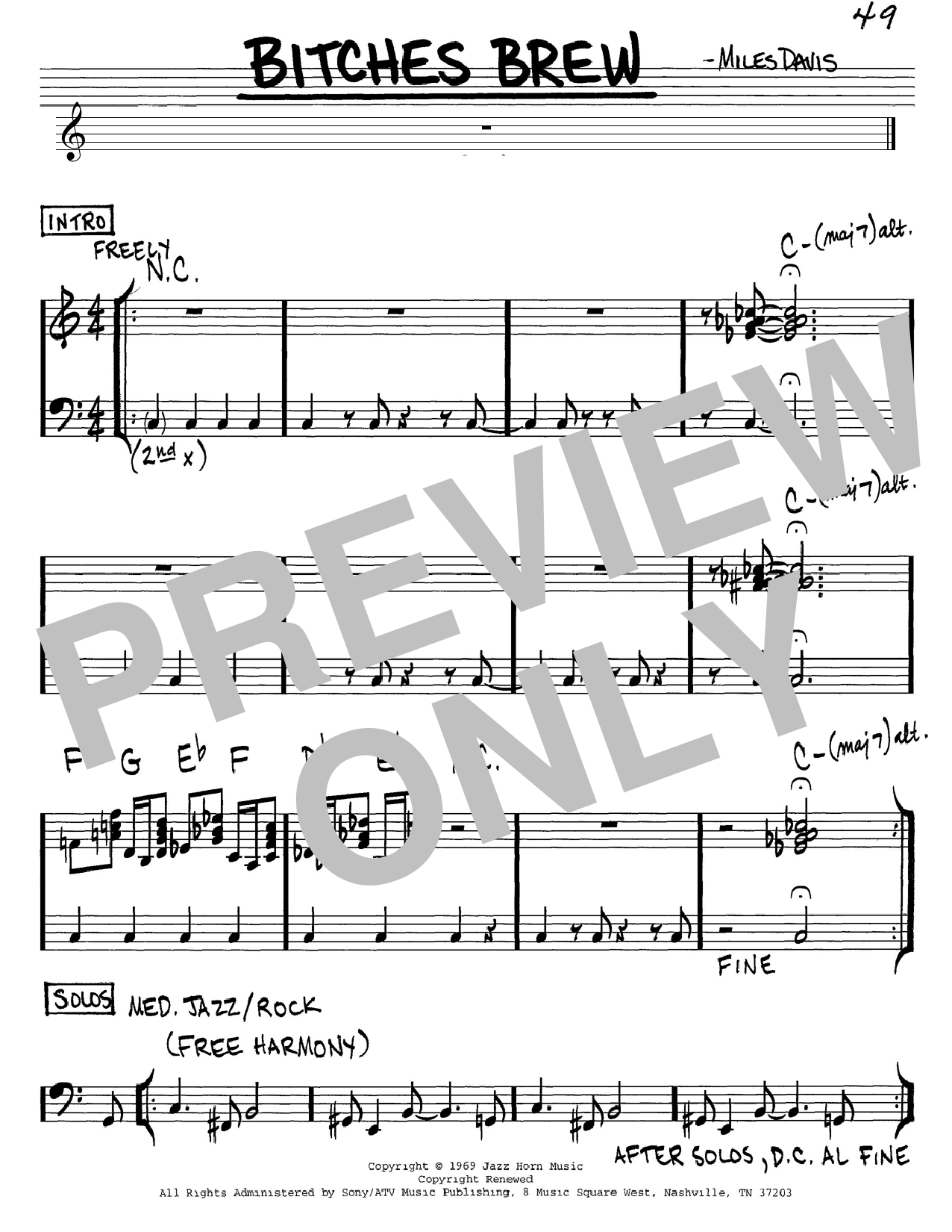 Bitches Brew (Real Book  Melody & Chords  C Instruments) von Miles Davis