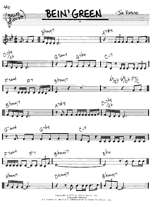 Bein' Green (Real Book  Melody & Chords  C Instruments) von Frank Sinatra
