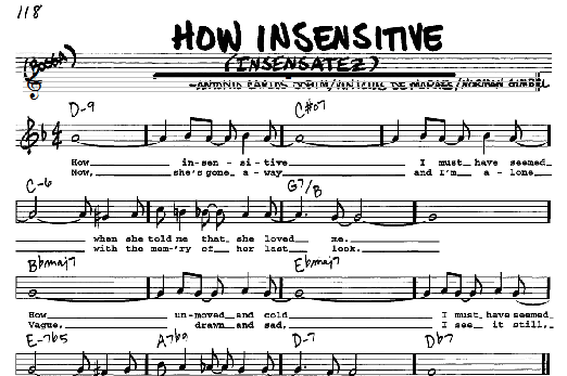 How Insensitive (Insensatez) (Real Book  Melody, Lyrics & Chords) von Antonio Carlos Jobim