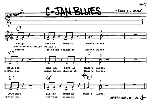 C-Jam Blues (Real Book  Melody, Lyrics & Chords) von Duke Ellington