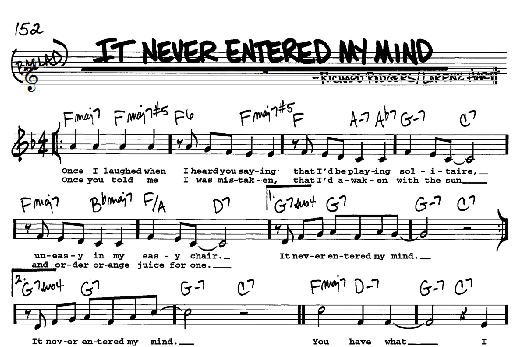 It Never Entered My Mind (Real Book  Melody, Lyrics & Chords) von Rodgers & Hart