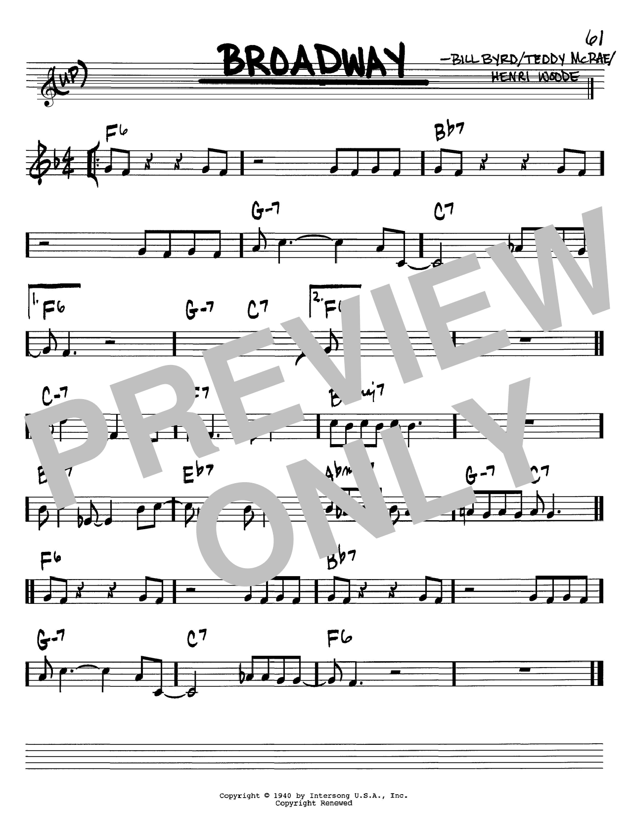 Broadway (Real Book  Melody & Chords  Bb Instruments) von Count Basie