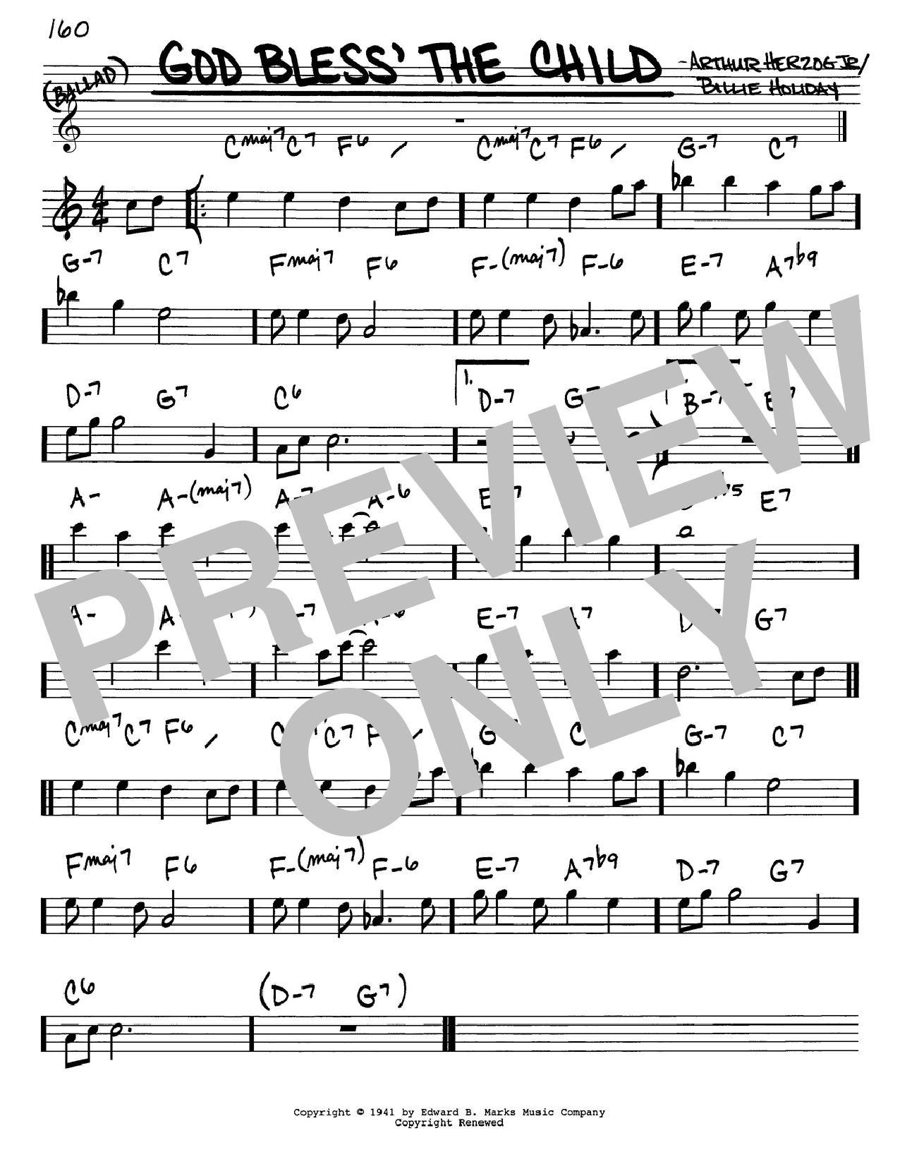 God Bless' The Child (Real Book  Melody & Chords  Eb Instruments) von Billie Holiday