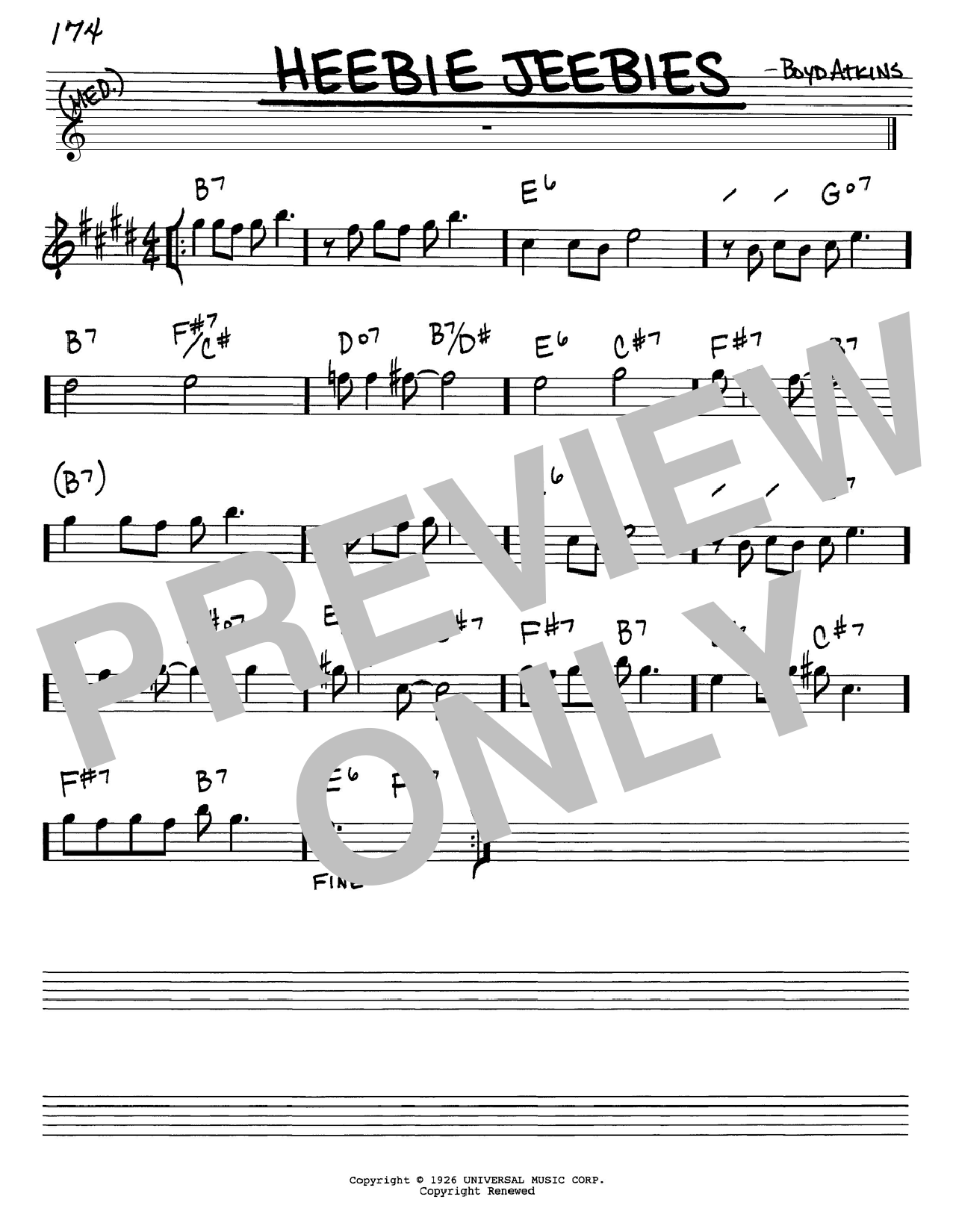 Heebie Jeebies (Real Book  Melody & Chords  Eb Instruments) von Louis Armstrong