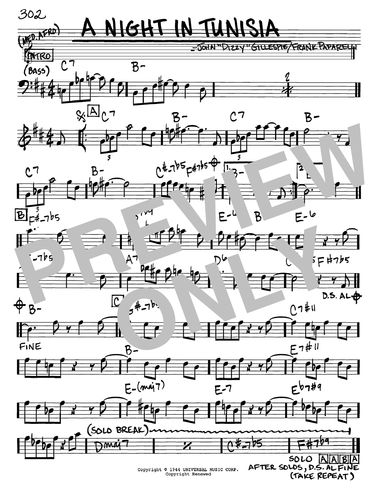 A Night In Tunisia (Real Book  Melody & Chords  Eb Instruments) von Dizzy Gillespie