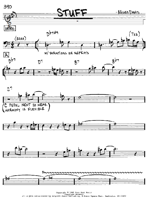 Stuff (Real Book  Melody & Chords  Bass Clef Instruments) von Miles Davis