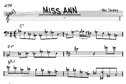 Miss Ann (Real Book  Melody & Chords  Bass Clef Instruments) von Eric Dolphy