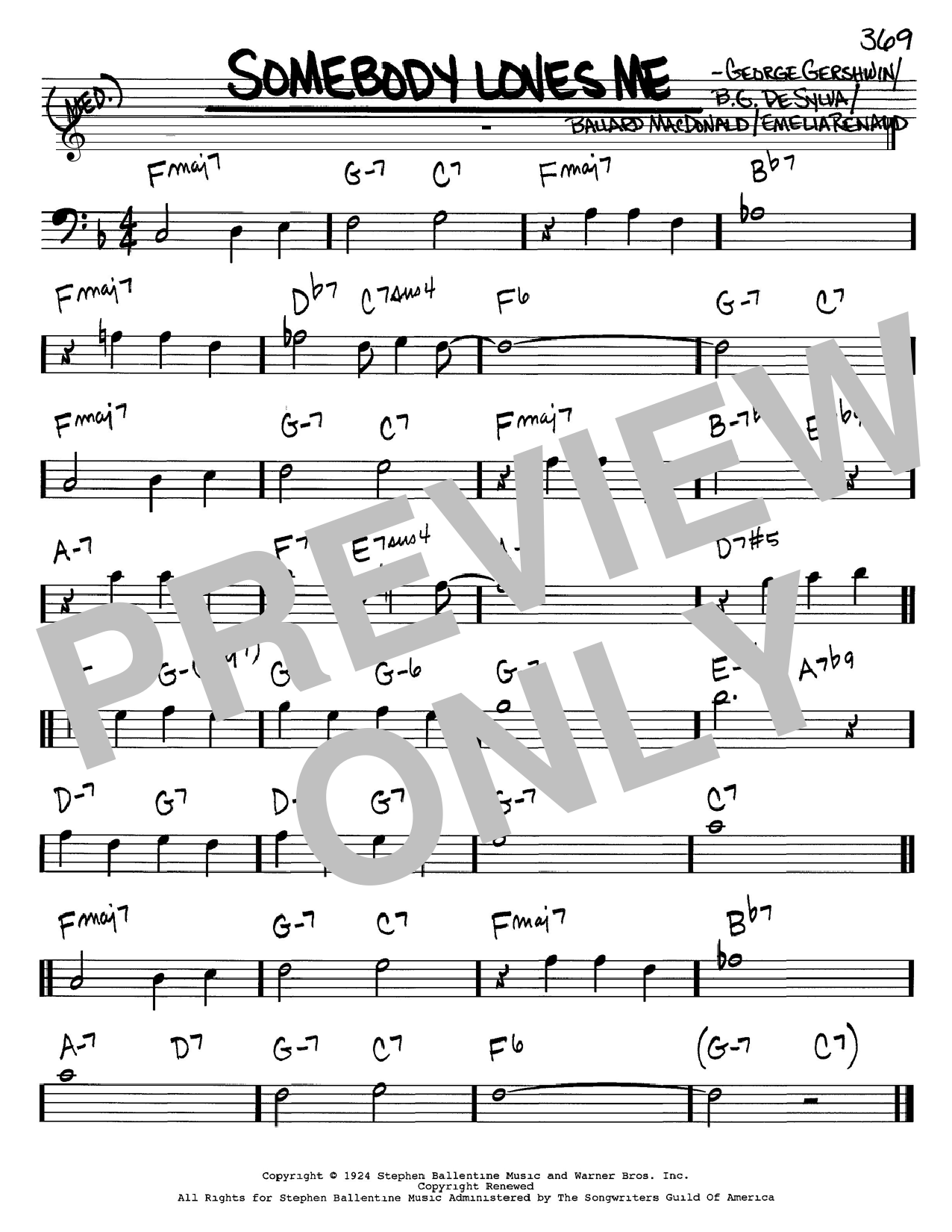 Somebody Loves Me (Real Book  Melody & Chords  Bass Clef Instruments) von George Gershwin