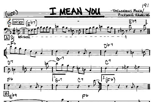 I Mean You (Real Book  Melody & Chords  Bass Clef Instruments) von Thelonious Monk