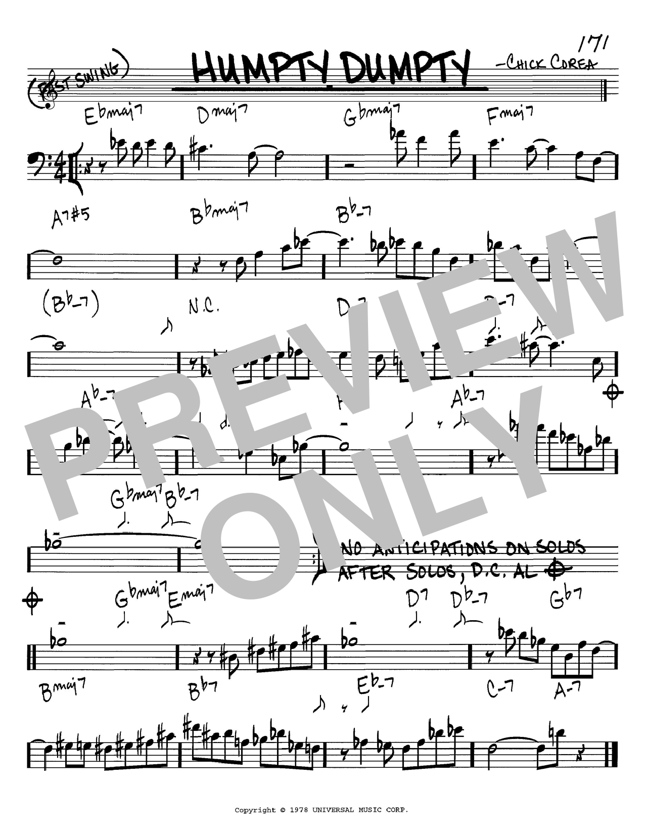 Humpty Dumpty (Real Book  Melody & Chords  Bass Clef Instruments) von Chick Corea