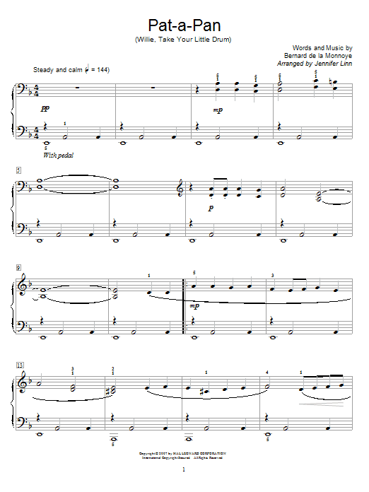 Pat-A-Pan (Willie, Take Your Little Drum) (Educational Piano) von Bernard de la Monnoye