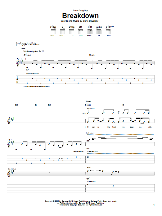 Breakdown (Guitar Tab) von Daughtry