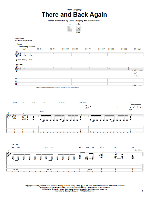 There And Back Again (Guitar Tab) von Daughtry