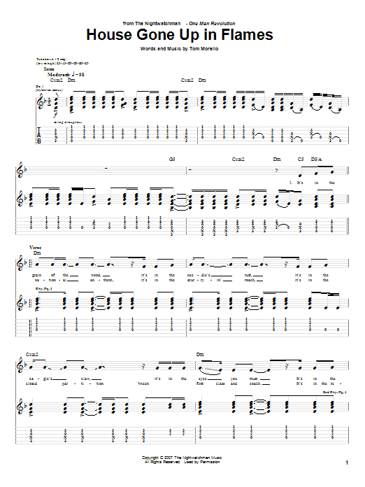 House Gone Up In Flames (Guitar Tab) von The Nightwatchman