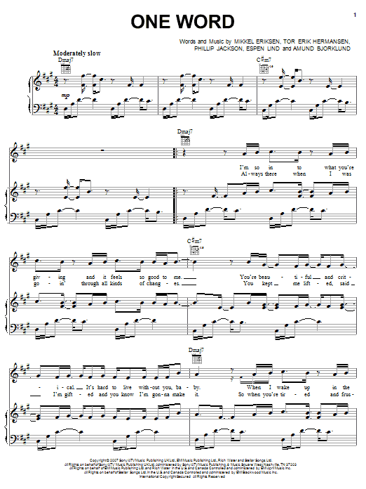 One Word (Piano, Vocal & Guitar Chords (Right-Hand Melody)) von Elliott Yamin