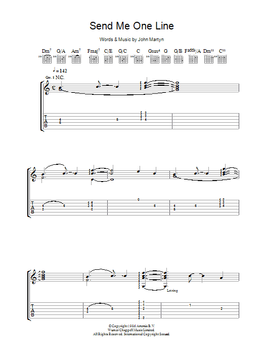 Send Me One Line (Guitar Tab) von John Martyn