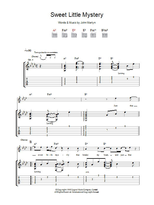 Sweet Little Mystery (Guitar Tab) von John Martyn