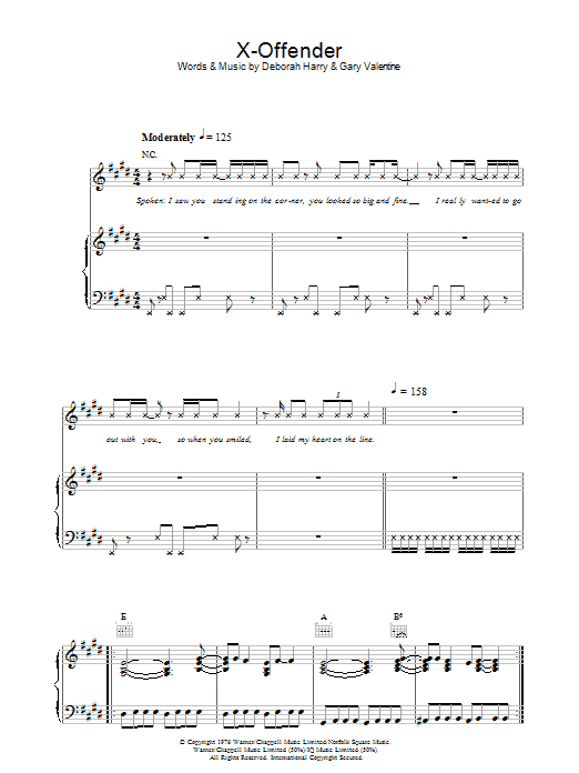 X-Offender (Piano, Vocal & Guitar Chords) von Blondie