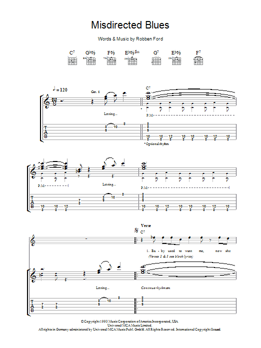 Misdirected Blues (Guitar Tab) von Robben Ford