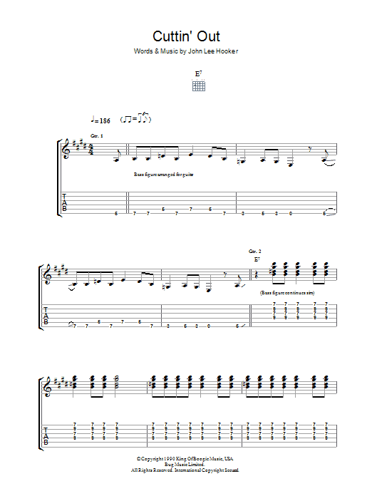 Cuttin' Out (Guitar Tab) von John Lee Hooker