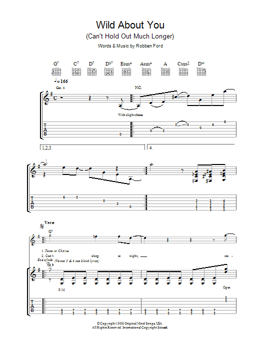 Wild About You (Can't Hold Out Much Longer) (Guitar Tab) von Robben Ford