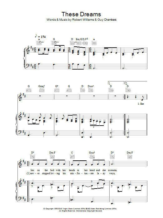 These Dreams (Piano, Vocal & Guitar Chords) von Robbie Williams