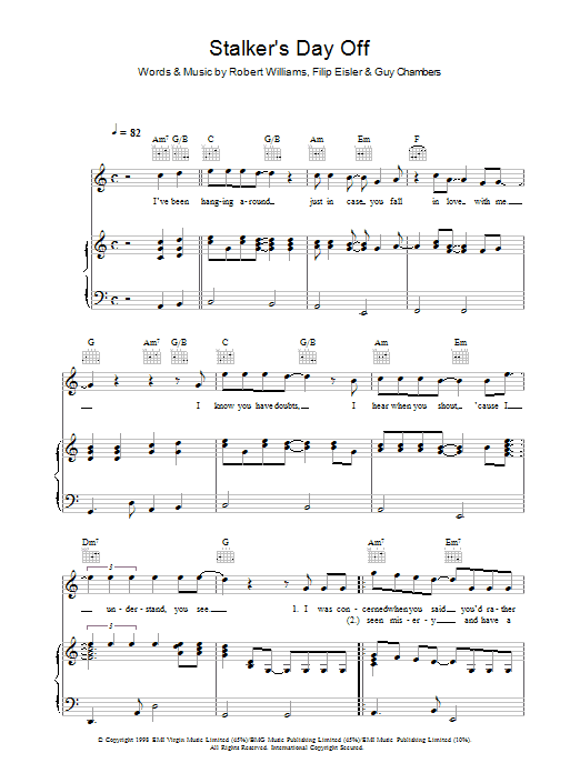Stalker's Day Off (Piano, Vocal & Guitar Chords) von Robbie Williams