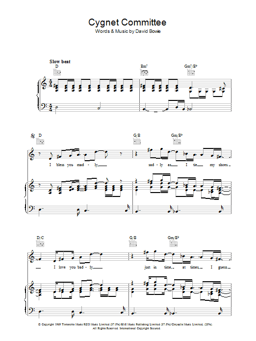 Cygnet Committee (Piano, Vocal & Guitar Chords) von David Bowie