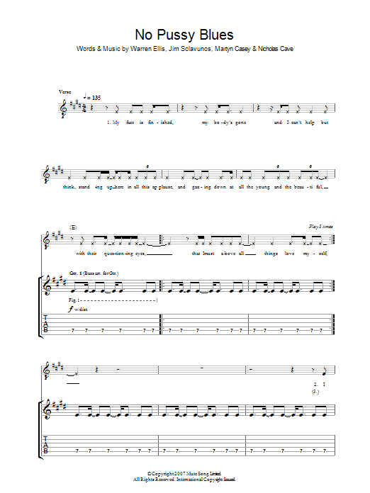 No Pussy Blues (Guitar Tab) von Grinderman