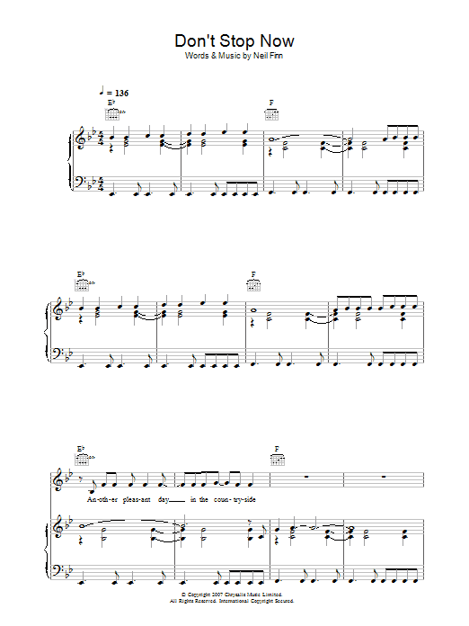 Don't Stop Now (Piano, Vocal & Guitar Chords) von Crowded House
