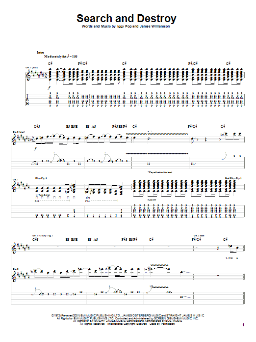 Search And Destroy (Guitar Tab) von The Stooges