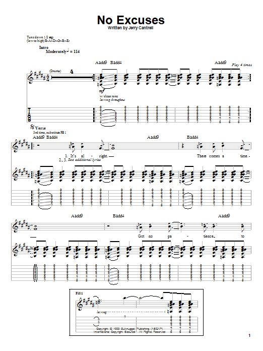 No Excuses (Guitar Tab (Single Guitar)) von Alice In Chains