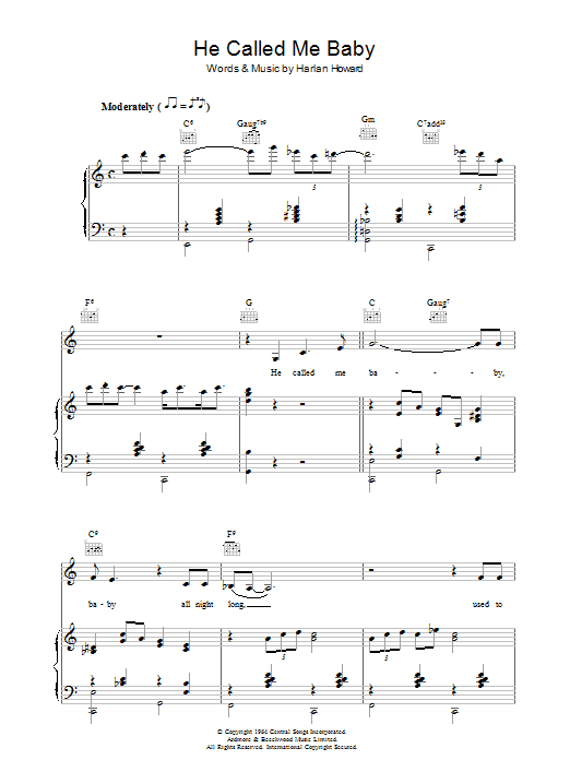 He Called Me Baby (Piano, Vocal & Guitar Chords) von Patsy Cline