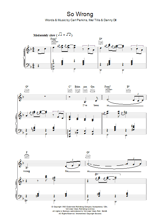 So Wrong (Piano, Vocal & Guitar Chords) von Patsy Cline