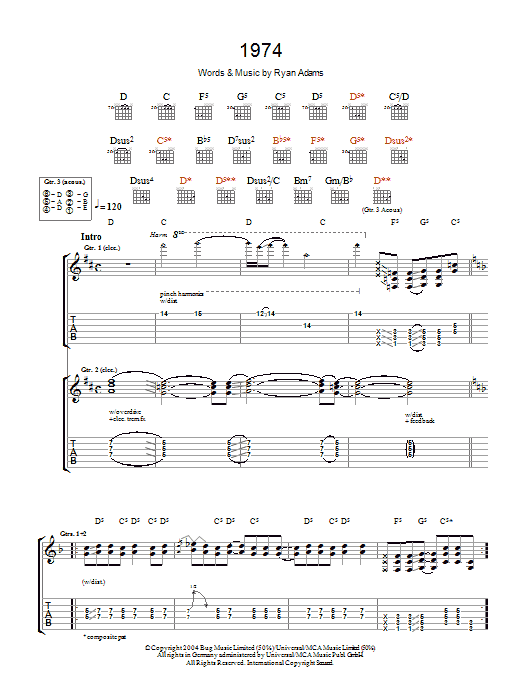 1974 (Guitar Tab) von Ryan Adams