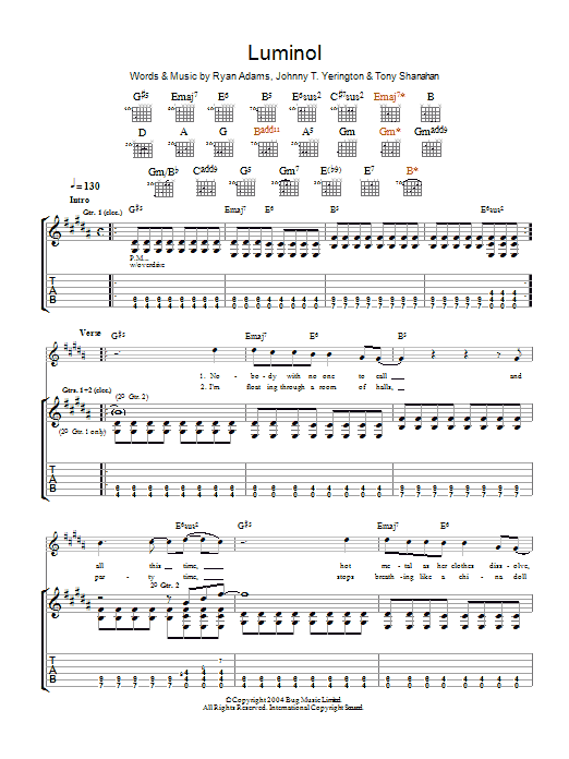 Luminol (Guitar Tab) von Ryan Adams