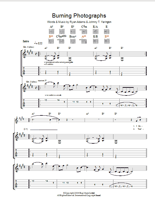 Burning Photographs (Guitar Tab) von Ryan Adams