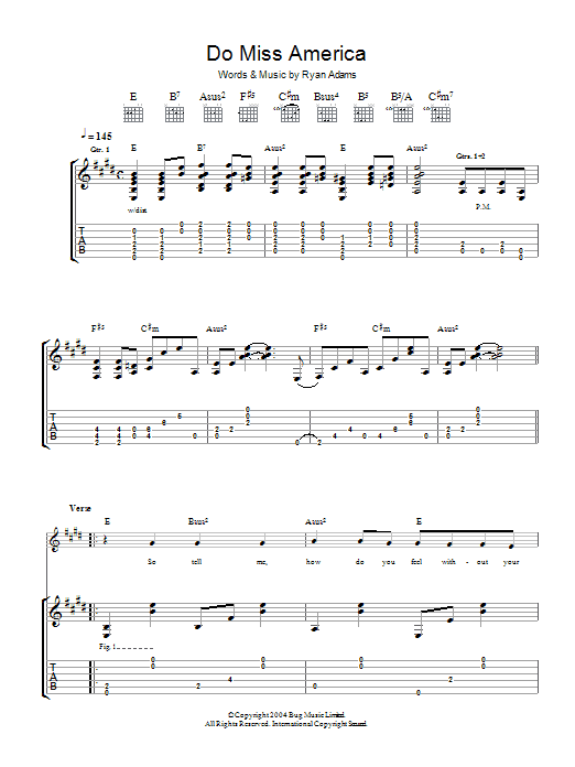 Do Miss America (Guitar Tab) von Ryan Adams