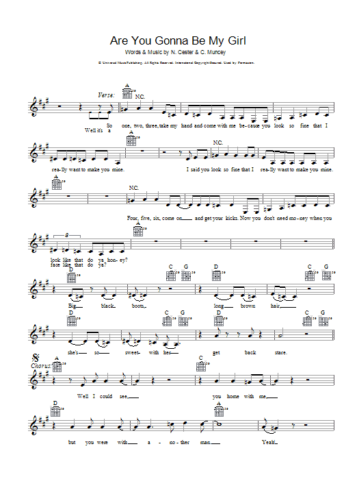 Are You Gonna Be My Girl (Lead Sheet / Fake Book) von Jet