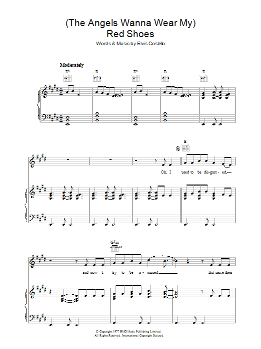 (The Angels Wanna Wear My) Red Shoes (Piano, Vocal & Guitar Chords) von Elvis Costello