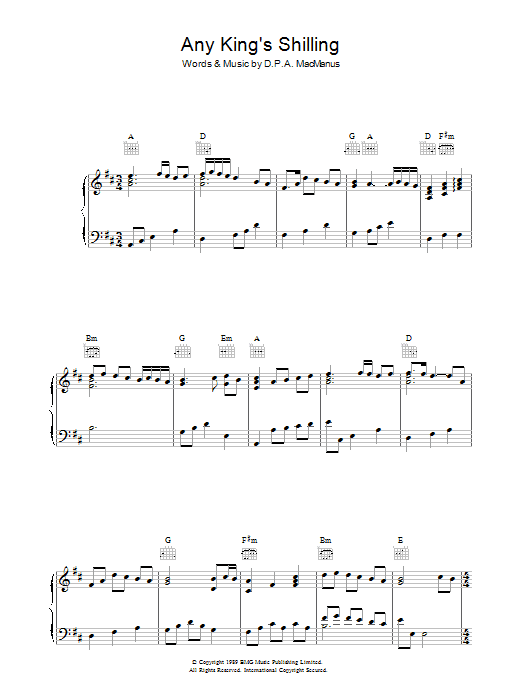 Any King's Shilling (Piano, Vocal & Guitar Chords) von Elvis Costello