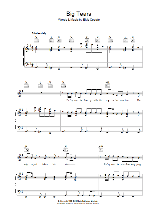 Big Tears (Piano, Vocal & Guitar Chords) von Elvis Costello