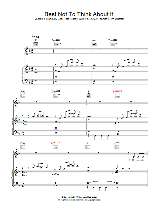 Best Not To Think About It (Piano, Vocal & Guitar Chords) von Athlete