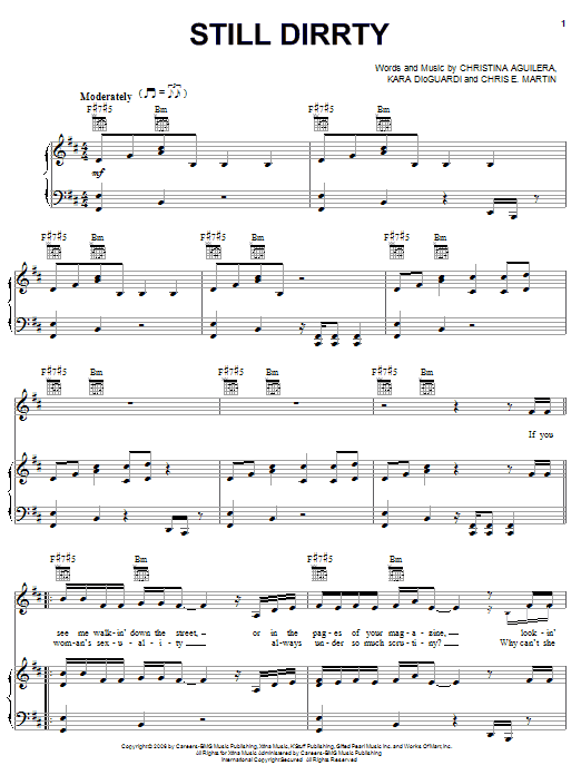Still Dirrty (Piano, Vocal & Guitar Chords (Right-Hand Melody)) von Christina Aguilera