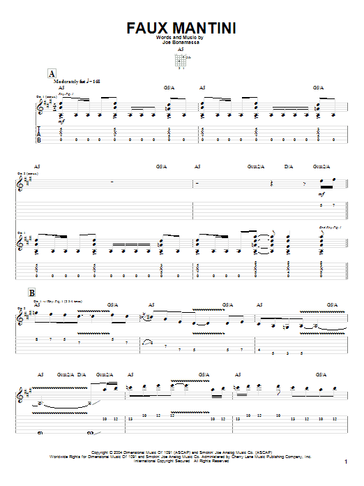 Faux Mantini (Guitar Tab) von Joe Bonamassa